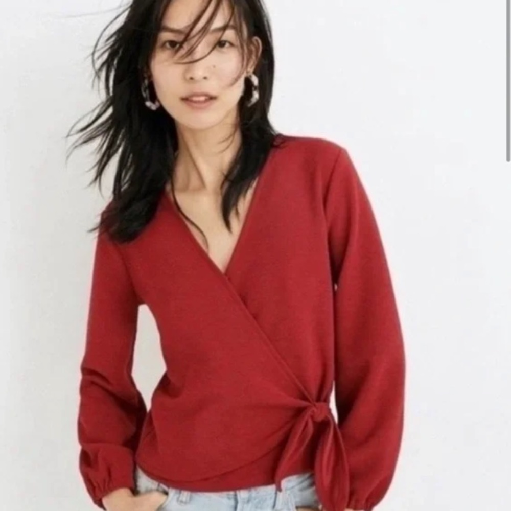 Madewell Texture & Thread Wrap Side Tie Top
